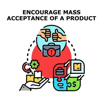 Product mass acceptance development and marketing strategy Stock Illustration