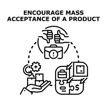 Product mass acceptance development and marketing strategy Stock Illustration