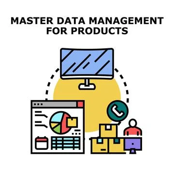 Product master data management system concept developing Stock Illustration