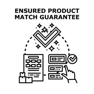 Product match guarantee process ensuring quality and satisfaction Stock Illustration