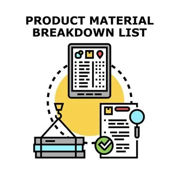 Product material breakdown list processing and management concept Stock Illustration