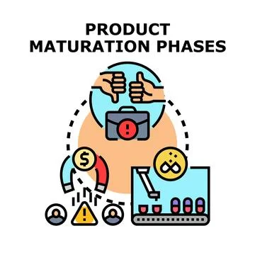 Product maturation phases concept developing business strategy Stockillustratie