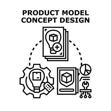 Product model concept design developing innovation process Stock Illustration