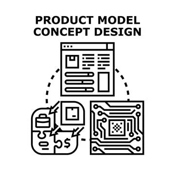 Product model concept design developing process Illustrazione stock