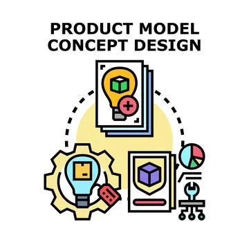 Product model concept design developing innovation process Stock Illustration