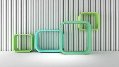 Product model White background and curved green square box.,mock up podium .. Stock Photos