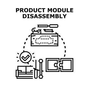 Product module disassembly process and engineering structure Stock Illustration