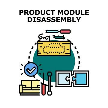 Product module disassembly process and engineering structure Stock Illustration