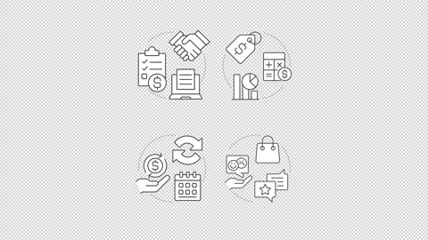 Product monetization frameworks line concept icons animation set Stock Footage 340577262