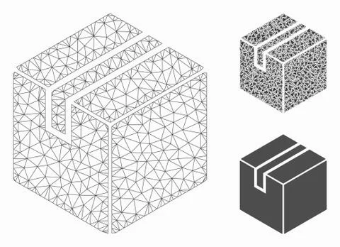 Product Package Box Vector Mesh 2D Model and Triangle Mosaic Icon Stock Illustration