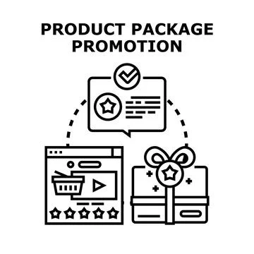 Product package promotion process for online marketing strategy Stock Illustration