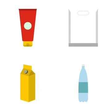 Product packaging flat design icons collection Stock Illustration