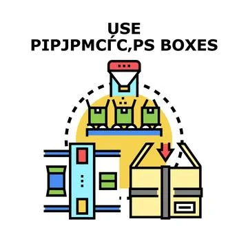 Product packaging process displaying delivery and manufacturing concept Stock Illustration