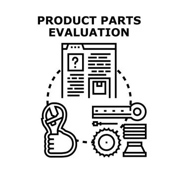 Product parts evaluation process with engineering components vector Stock Illustration