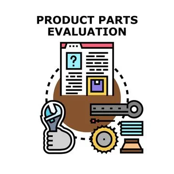 Product parts evaluation process with engineering components vector Stock Illustration