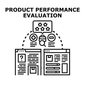 Product performance evaluation analyzing business review data Stock Illustration