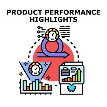 Product performance highlights analyzing business development data Stock Illustration