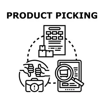 Product picking process with quality control and online shopping Stock Illustration