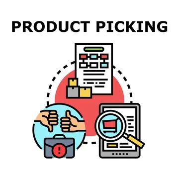Product picking process with quality control and online shopping Stock Illustration