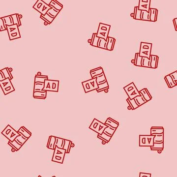 Product placement advertising line vector seamless pattern Stock Illustration