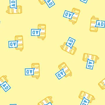 Product placement advertising vector seamless pattern Stock Illustration