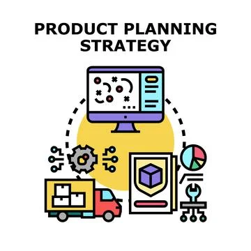 Product planning strategy developing manufacturing shipment process Stockillustratie