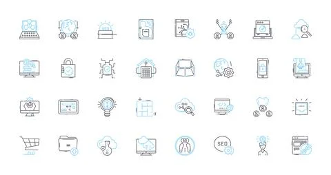 Product positioning linear icons set. Segmentation, Branding, Targeting Stock Illustration