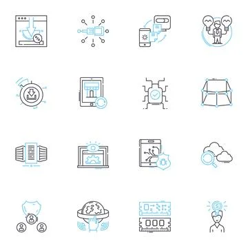 Product positioning linear icons set. Segmentation, Branding, Targeting Stock Illustration
