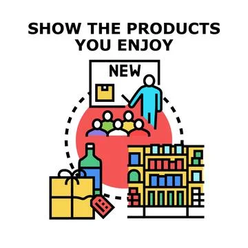 Product presentation selecting new goods in retail market Stock Illustration