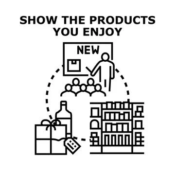 Product presentation selecting new goods in retail market Stock Illustration