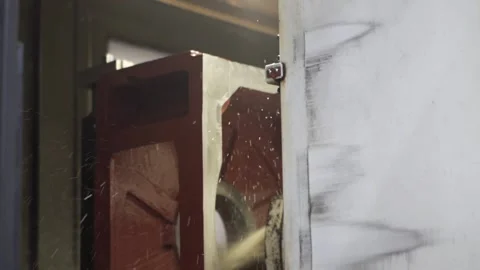 The product is processed on the CNC machine. 스톡 동영상 146837451