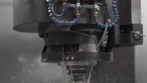 The product is processed on the CNC machine. 스톡 동영상 146837514