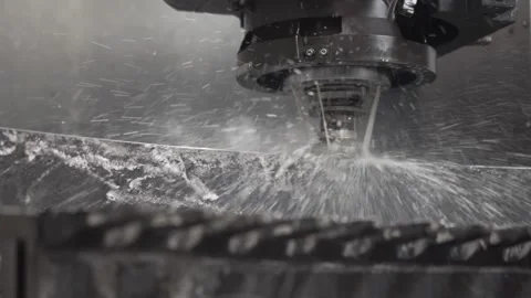 The product is processed on the CNC machine. 스톡 동영상 146838002