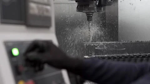 The product is processed on the CNC machine. Stock Footage 146838035