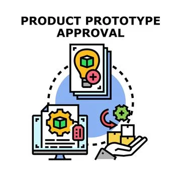Product prototype approval process with new idea documentation Stock Illustration