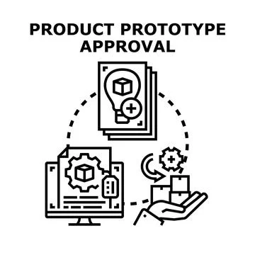 Product prototype approval process with new idea documentation Stock Illustration