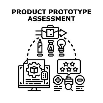 Product prototype assessment process with development elements Stock Illustration