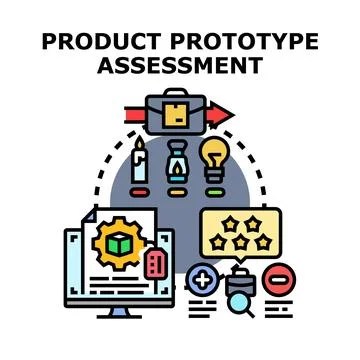 Product prototype assessment process with development elements Stock Illustration
