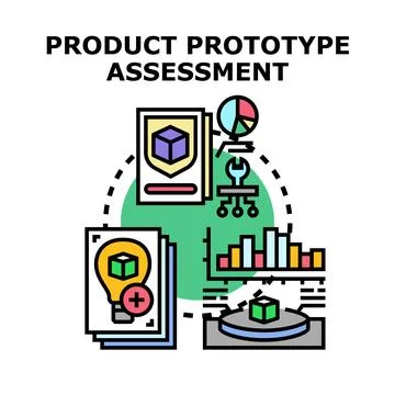 Product prototype assessment process illustrating development and evaluation Stock Illustration