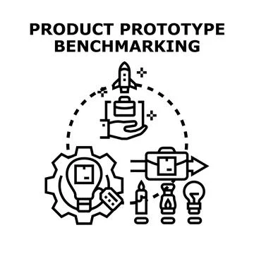 Product prototype benchmarking best practice developing strategy Stock Illustration