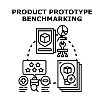Product prototype benchmarking developing new business idea Stock Illustration