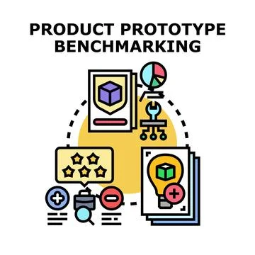 Product prototype benchmarking developing new business idea Stock Illustration