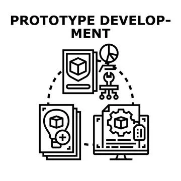 Product prototype development engineering process stages concept Stock Illustration