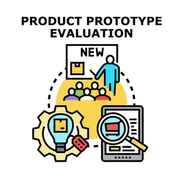 Product prototype evaluation creating new business ideas Stock Illustration