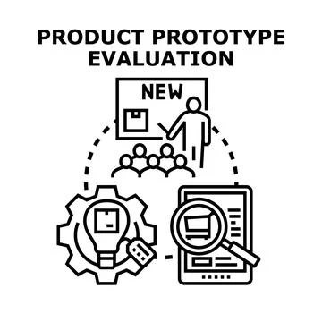 Product prototype evaluation creating new business ideas Stock Illustration