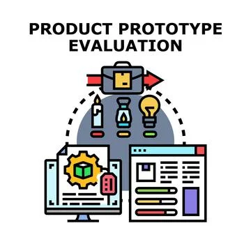 Product prototype evaluation process and concept development Stock Illustration