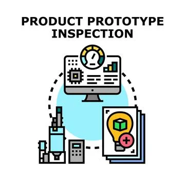 Product prototype inspection concept evaluating development and quality Stock Illustration