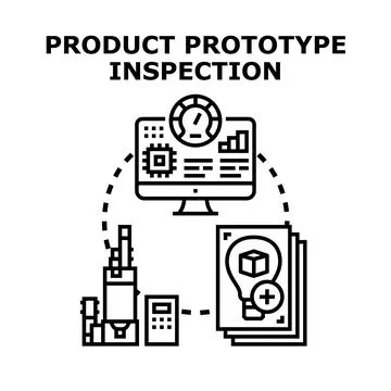 Product prototype inspection concept evaluating development and quality Stock Illustration