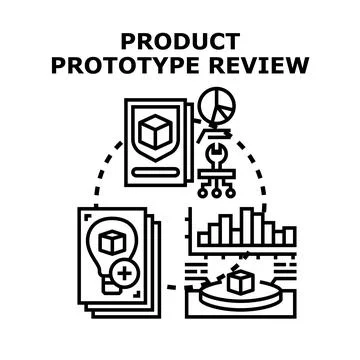 Product prototype reviewing and development cycle Stock Illustration