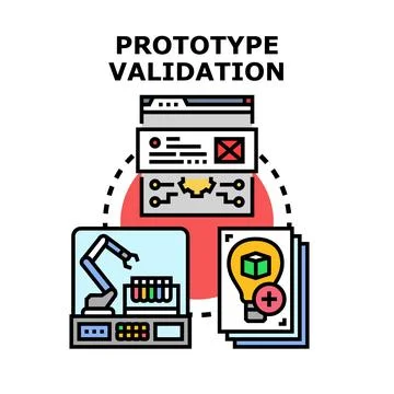 Product prototype validation and development process illustration Stock Illustration